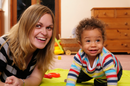 woman and child smiling