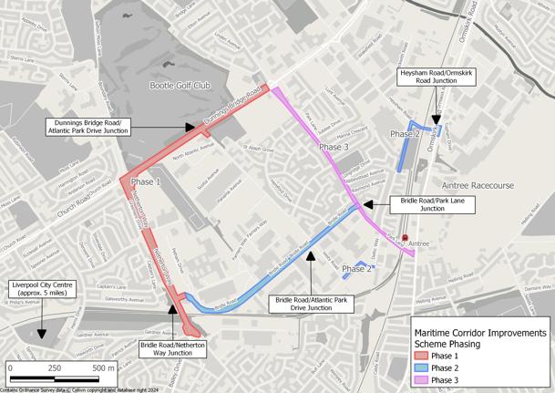 Map showing Maritime Corridor junction improvements