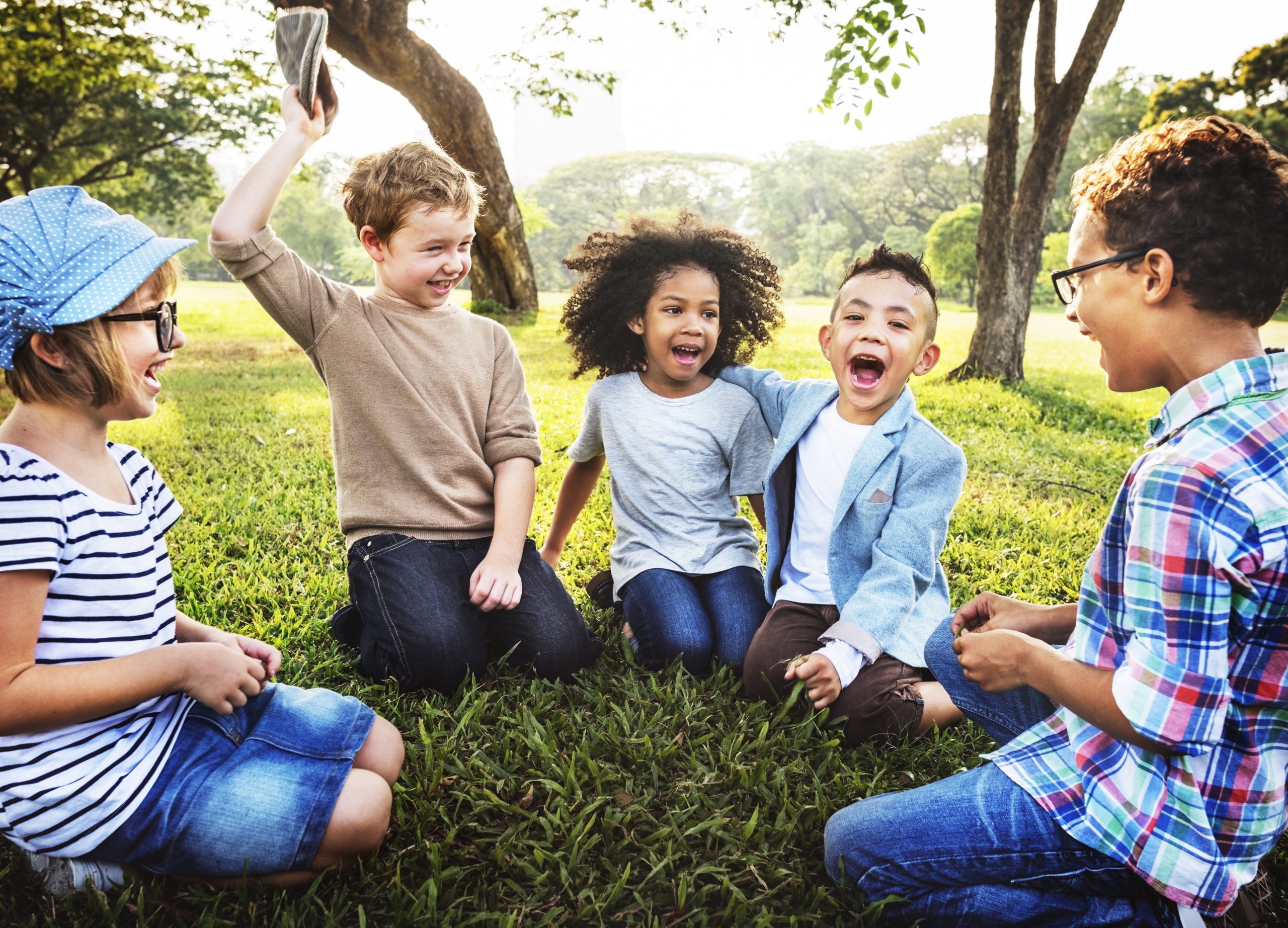 Young children in an outdoor location